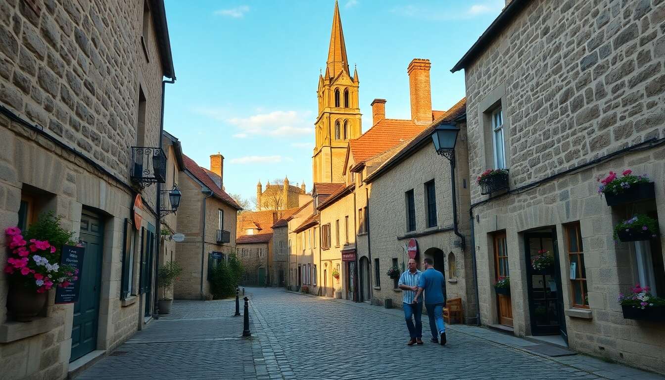 Un village entouré de paysages verdoyants